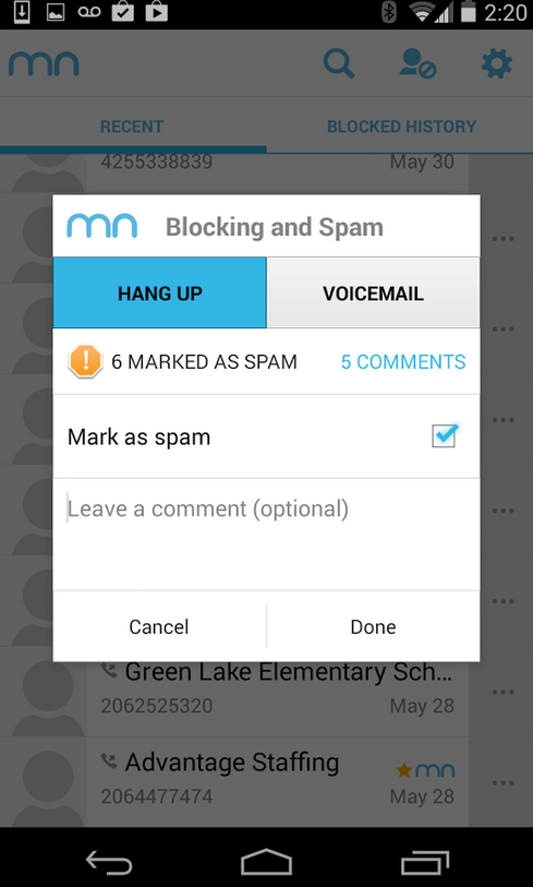 Block Spam Calls app. Где в андроиде спам